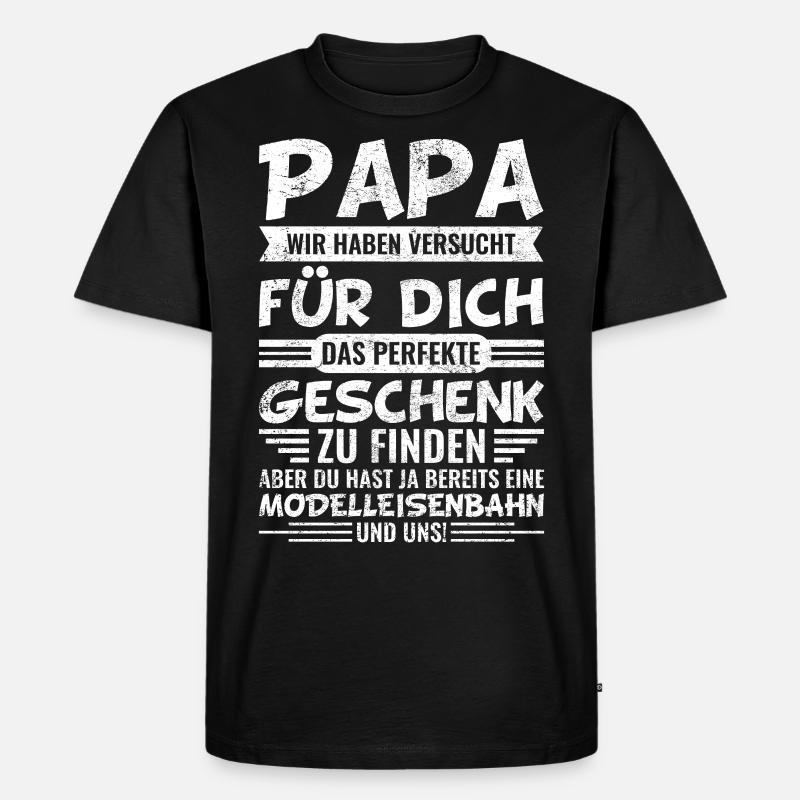 Eisenbahn Papa Modellbau Modelleisenbahn - Männer Premium Bio T-Shirt - Schwarz