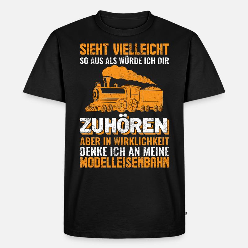 Modellbau Eisenbahn Modellbahner - Männer Premium Bio T-Shirt - Schwarz