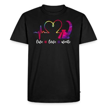 Writing Heart Novel Writer & - Men's Premium Organic T-Shirt - black - Front - Nico (187cm)