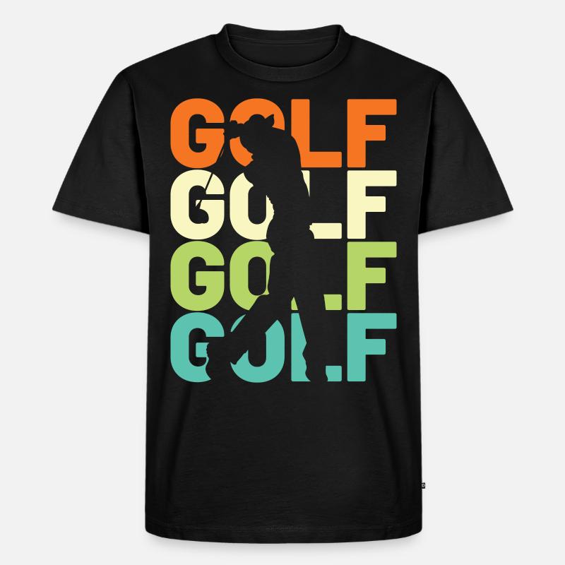 Golf Golfer Retro - Männer Premium Bio T-Shirt - Schwarz