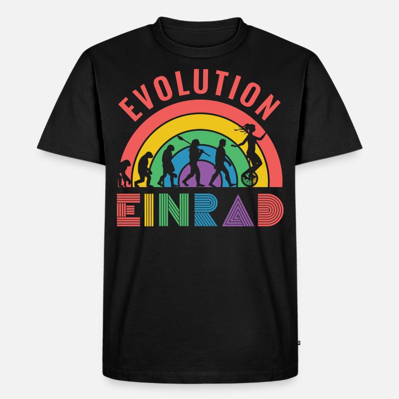 Einrad Evolution Geschenk - Männer Premium Bio T-Shirt - Schwarz
