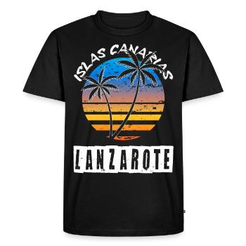 Lanzarote Summer Sun Beach Sea Palm Trees - Men's Premium Organic T-Shirt - black - Front - Nico (187cm)