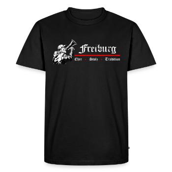 Fribourg honore fièrement la tradition Design de football - T-shirt Premium bio Homme - noir - Devant - Nico (187cm)