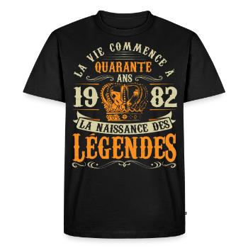 Anniv 40 ans Anniversaire 1982 - T-shirt Premium bio Homme - noir - Devant - Nico (187cm)