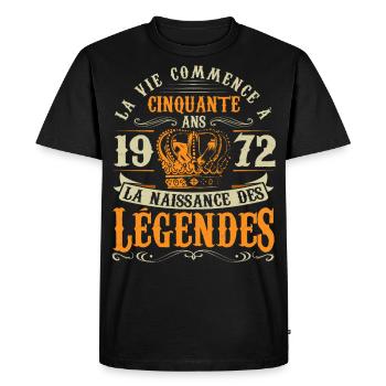Anniv 50 ans Anniversaire 1972 - T-shirt Premium bio Homme - noir - Devant - Nico (187cm)