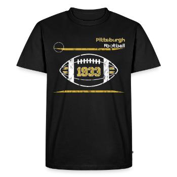 Conception de l’équipe de football américain de Pittsburgh - T-shirt Premium bio Homme - noir - Devant - Nico (187cm)