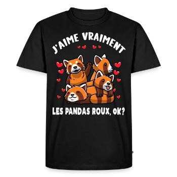 Petit Panda Roux Kawaii - T-shirt Premium bio Homme - noir - Devant - Nico (187cm)