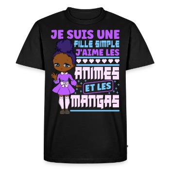 Animé Manga Humour Japonais Kawaii Fille - T-shirt Premium bio Homme - noir - Devant - Nico (187cm)