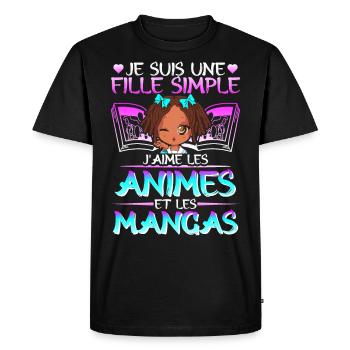 Animé Manga Humour Japonais Kawaii Fille - T-shirt Premium bio Homme - noir - Devant - Nico (187cm)