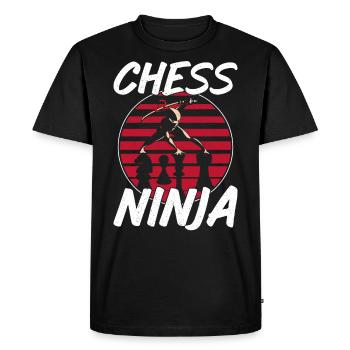Pièce de joueur d’échecs Vintage Ninja - T-shirt Premium bio Homme - noir - Devant - Nico (187cm)