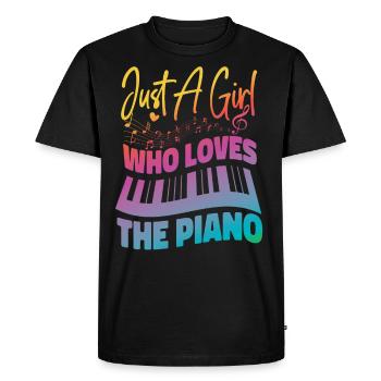 Professeur de piano Pianiste Fille - T-shirt Premium bio Homme - noir - Devant - Nico (187cm)