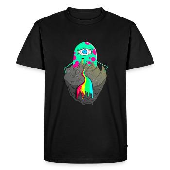 Trippy Miracle Psychedelic Alien Mountains Rainbow - Men's Premium Organic T-Shirt - black - Front - Nico (187cm)