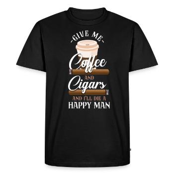 Cigare Fumer Café Vintage Donner - T-shirt Premium bio Homme - noir - Devant - Nico (187cm)