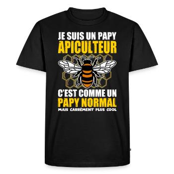 Papy Apiculteur Idée Cadeau Humour Apiculture - T-shirt Premium bio Homme - noir - Devant - Nico (187cm)