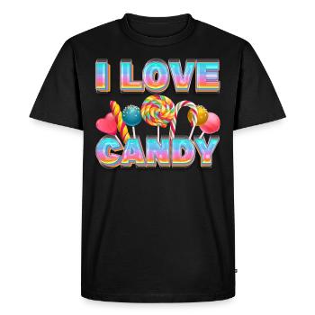 J’aime Candy Sweets Candy Lollipop - T-shirt Premium bio Homme - noir - Devant - Nico (187cm)