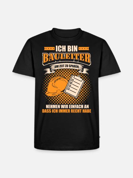 Bauleiter - Männer Premium Bio T-Shirt - Schwarz