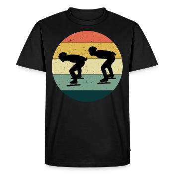 Patinage de vitesse Patineur sur glace Skate Race Vintage Retro - T-shirt Premium bio Homme - noir - Devant - Nico (187cm)