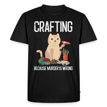 Cat Cat Cat Owner CraftING DIY Gift - Men's Premium Organic T-Shirt - black - Front - Nico (187cm)