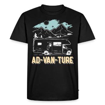 Ad-Van-Ture Campen Camper Van Motorhome Gift - Men's Premium Organic T-Shirt - black - Front - Nico (187cm)