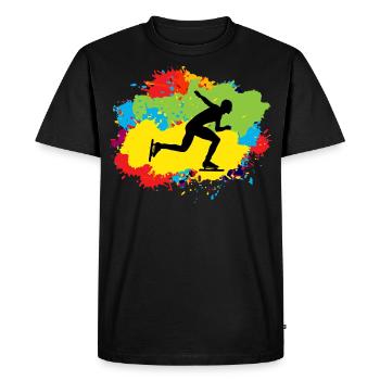Patinage de vitesse Patineur sur glace Skate Aquarelle - T-shirt Premium bio Homme - noir - Devant - Nico (187cm)