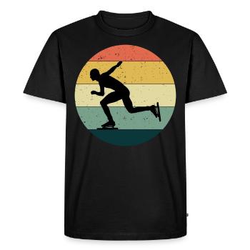 Patinage de vitesse Patineur sur glace Skate Vintage Retro - T-shirt Premium bio Homme - noir - Devant - Nico (187cm)
