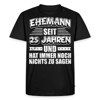 Silberhochzeit Hochzeitstag Ehemann Partnerlook - Männer Premium Bio T-Shirt - Schwarz - Vorne - Nico (187cm)