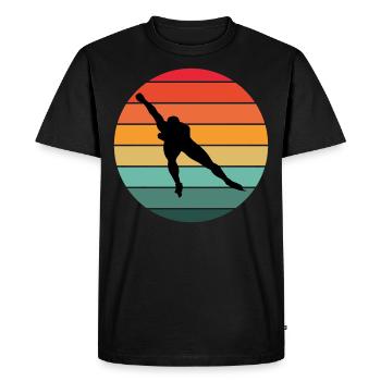 Patinage de vitesse Patineur sur glace Skate Race Vintage Retro - T-shirt Premium bio Homme - noir - Devant - Nico (187cm)