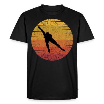 Patinage de vitesse Patineur sur glace Skate Race Vintage Retro - T-shirt Premium bio Homme - noir - Devant - Nico (187cm)