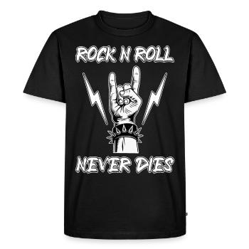 Rock N Roll Never Dies Music Hard Rock Heavy Metal - Men's Premium Organic T-Shirt - black - Front - Nico (187cm)