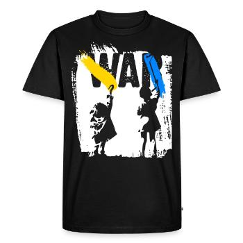 Ukraine | No war - Men's Premium Organic T-Shirt - black - Front - Nico (187cm)