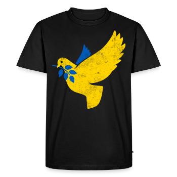 Ukraine Dove of Peace Peace Flag Flag - Men's Premium Organic T-Shirt - black - Front - Nico (187cm)