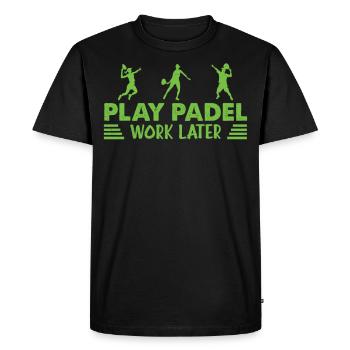 Jouer au padel travailler plus tard Padel tennis - T-shirt Premium bio Homme - noir - Devant - Nico (187cm)