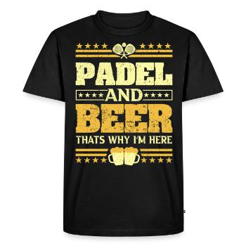 Drôle de padel disant padel et bière padel tennis - T-shirt Premium bio Homme - noir - Devant - Nico (187cm)