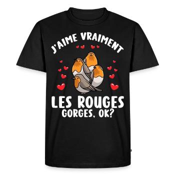 Rouge-gorge Familier Humour Oiseau - T-shirt Premium bio Homme - noir - Devant - Nico (187cm)