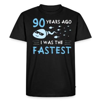 90 years ago I was the fastest 90th birthday - Men's Premium Organic T-Shirt - black - Front - Nico (187cm)