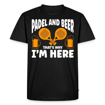 Drôle de padel disant padel et bière padel tennis - T-shirt Premium bio Homme - noir - Devant - Nico (187cm)
