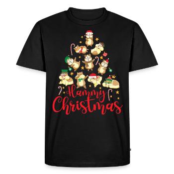 Cute Hamster Christmas Tree Hammy - Men's Premium Organic T-Shirt - black - Front - Nico (187cm)