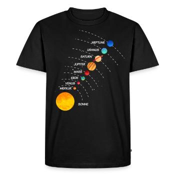 Sonnensystem Weltraum Planet Umlaufbahn - Männer Premium Bio T-Shirt - Schwarz - Vorne - Nico (187cm)