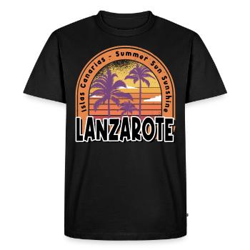 Lanzarote Summer Sun Beach Sea Palm Trees - Men's Premium Organic T-Shirt - black - Front - Nico (187cm)