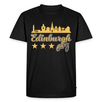 Edinburgh City Gold Skyline - Men's Premium Organic T-Shirt - black - Front - Nico (187cm)