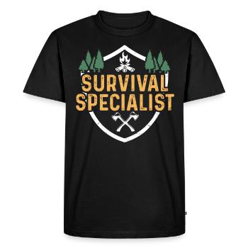 Spécialiste de la survie En plein air Bushcraft Survie - T-shirt Premium bio Homme - noir - Devant - Nico (187cm)