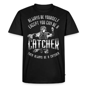 Baseball Fan Catcher Vintage - Men's Premium Organic T-Shirt - black - Front - Nico (187cm)