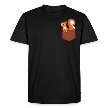 Squirrel Acorn Pocket - Men's Premium Organic T-Shirt - black - Front - Nico (187cm)