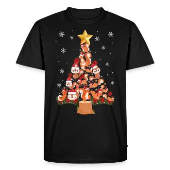 Squirrel Acorn Christmas Tree - Men's Premium Organic T-Shirt - black - Front - Nico (187cm)