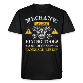 Mechanic Caution Funny Car Mechanic Saying - Men's Premium Organic T-Shirt - black - Front - Nico (187cm)
