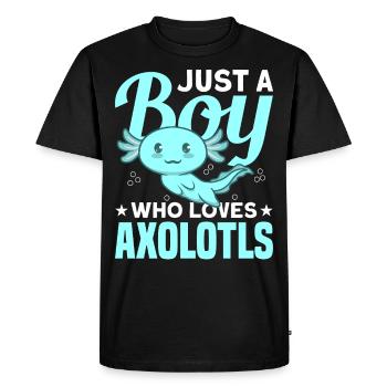 Juste un garçon qui aime Axolotls Kawaii Designvide ga - T-shirt Premium bio Homme - noir - Devant - Nico (187cm)