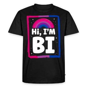 Bisexual Bi Pride Flag Hi, I'M Bi - Men's Premium Organic T-Shirt - black - Front - Nico (187cm)