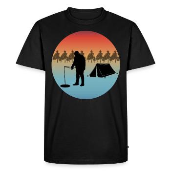 Pêche sur glace Camp d’hiver Camp Tentes Arbres Nature - T-shirt Premium bio Homme - noir - Devant - Nico (187cm)