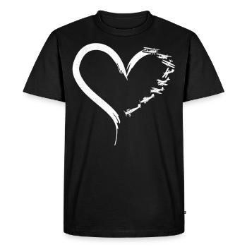 Pilote d’avion Cœur Biplan - T-shirt Premium bio Homme - noir - Devant - Nico (187cm)