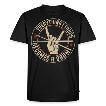 Drummer Drum Set Vintage Drum - Men's Premium Organic T-Shirt - black - Front - Nico (187cm)
